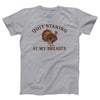 Quit Staring At My Breasts Adult Unisex T-Shirt - Twisted Gorilla